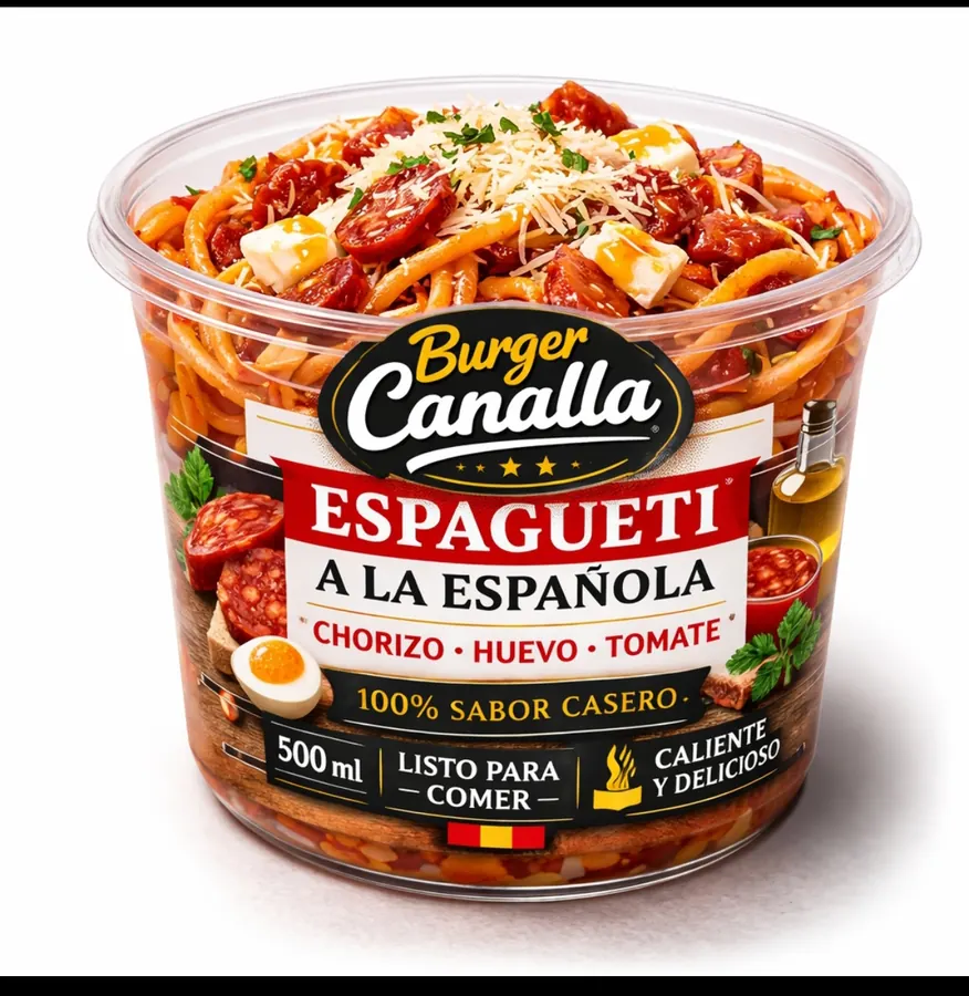 Pasta hecha al momento, en envase para llevar