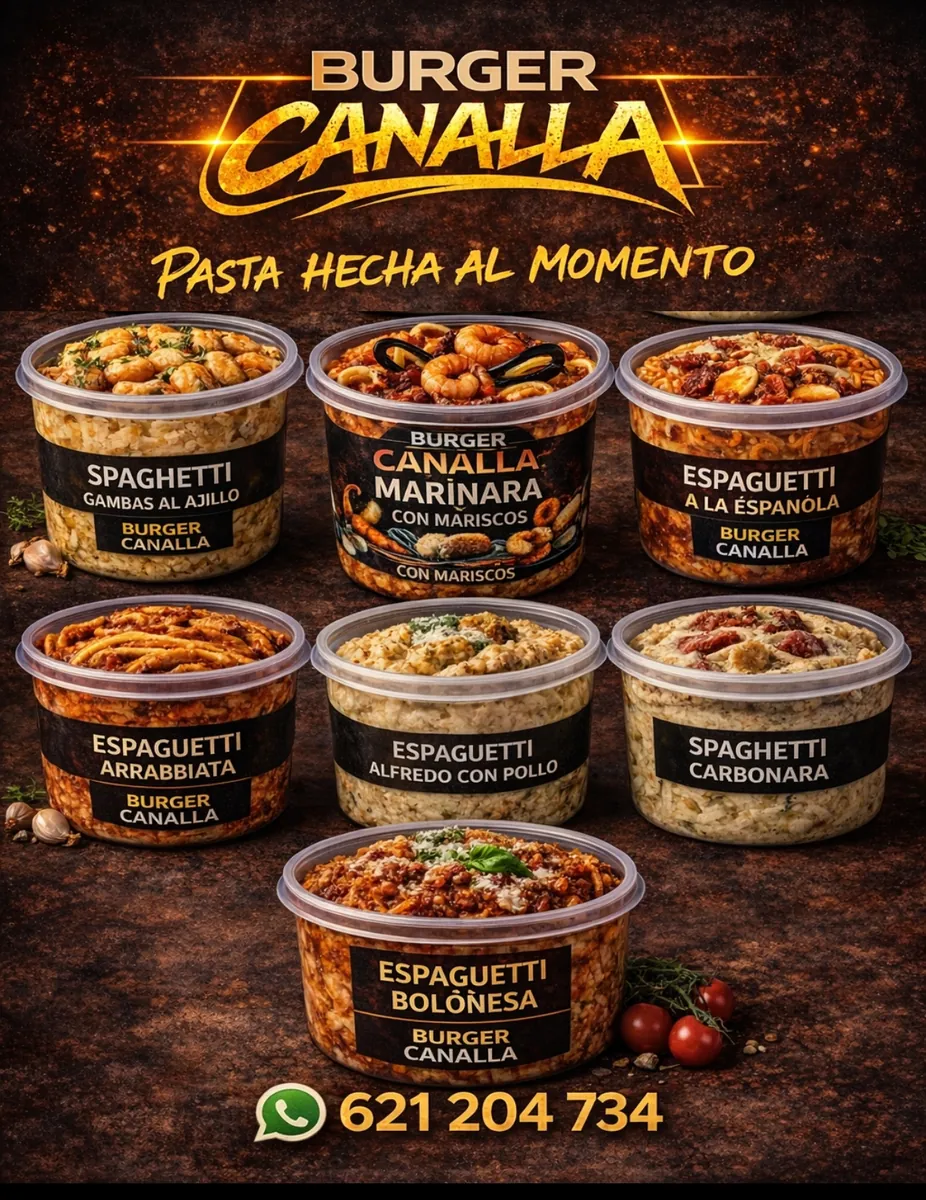 Pasta hecha al momento, en envase para llevar