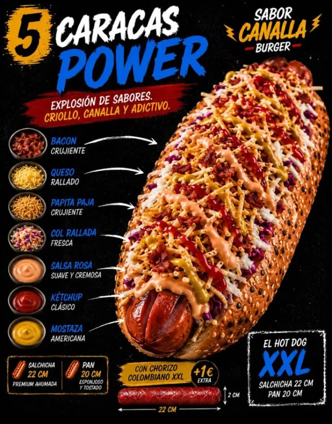 Cartel de Caracas Power con sus ingredientes