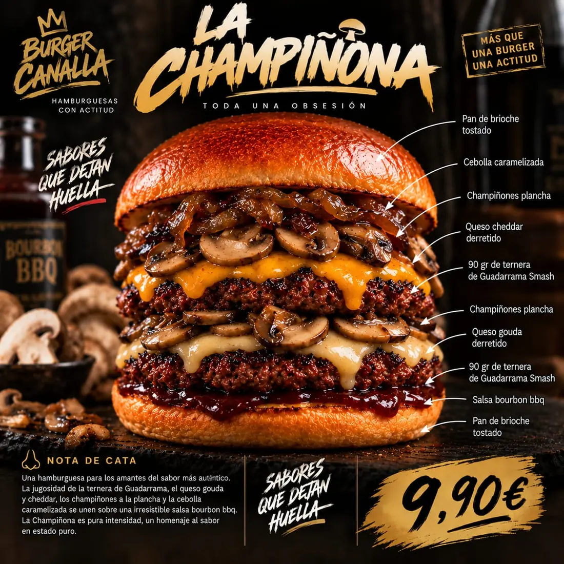 Cartel de Champiñona con sus ingredientes