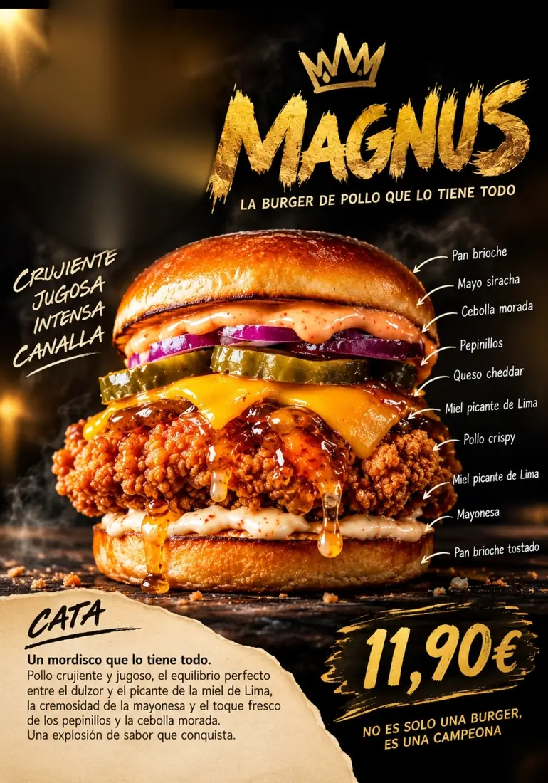 Cartel de Magnus con sus ingredientes