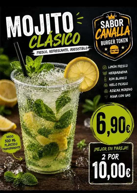 Cartel de Mojito clásico con sus ingredientes
