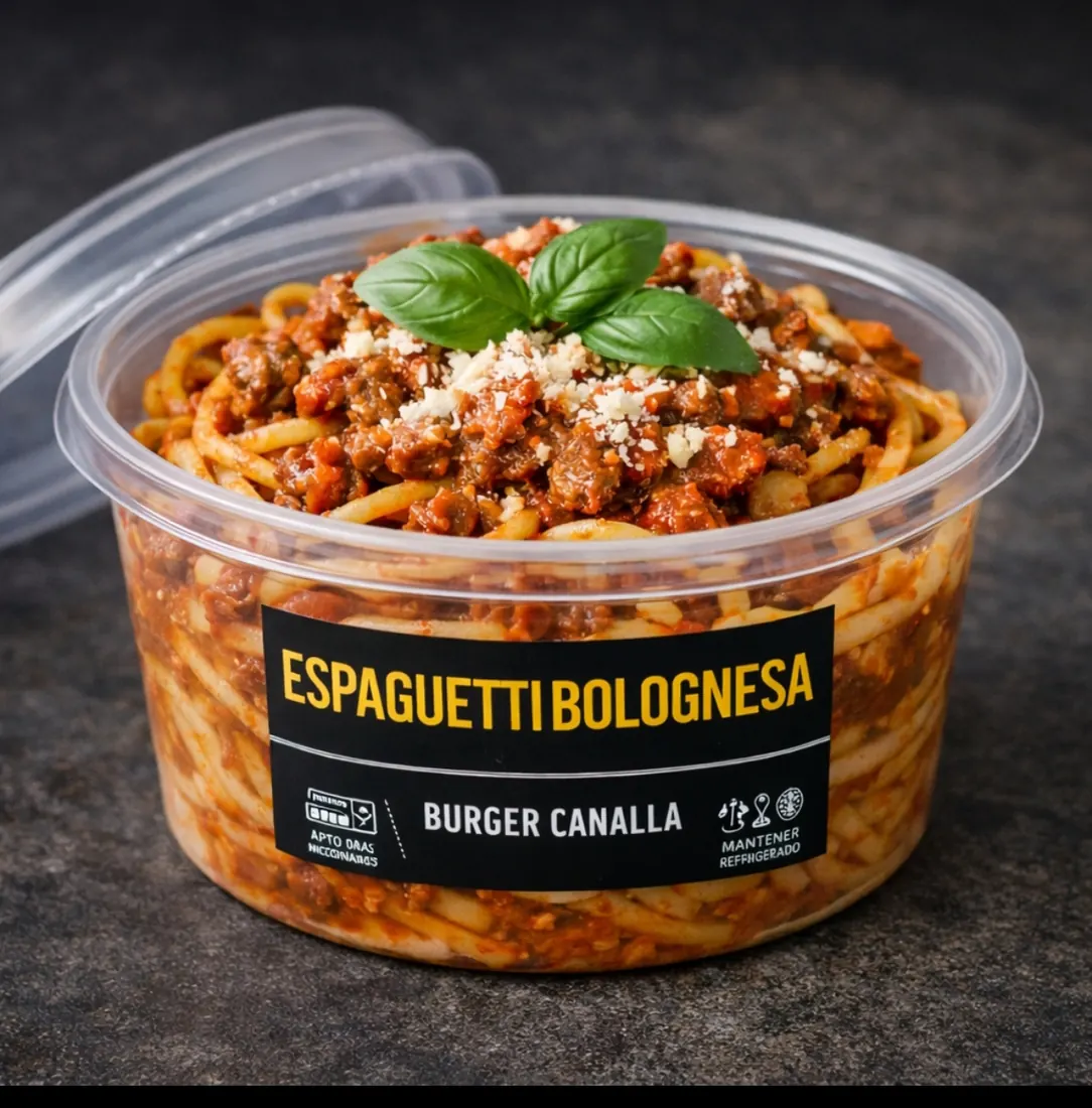 Cartel de Pasta boloñesa con sus ingredientes