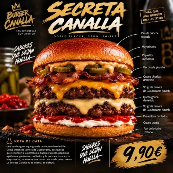 Cartel de Secreta Canalla con sus ingredientes