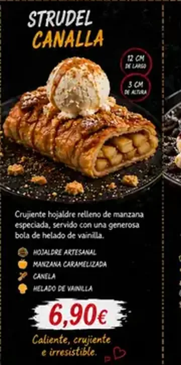 Cartel de Strudel Canalla con sus ingredientes